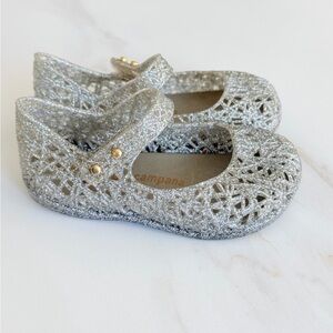 Mini Melissa Glittery Silver Dress Shoes